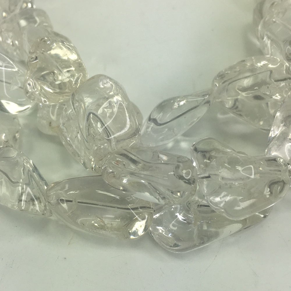 Kenneth Cole Bold Statement Necklace clear chunky glass Vintage triple strand - Picture 2 of 6